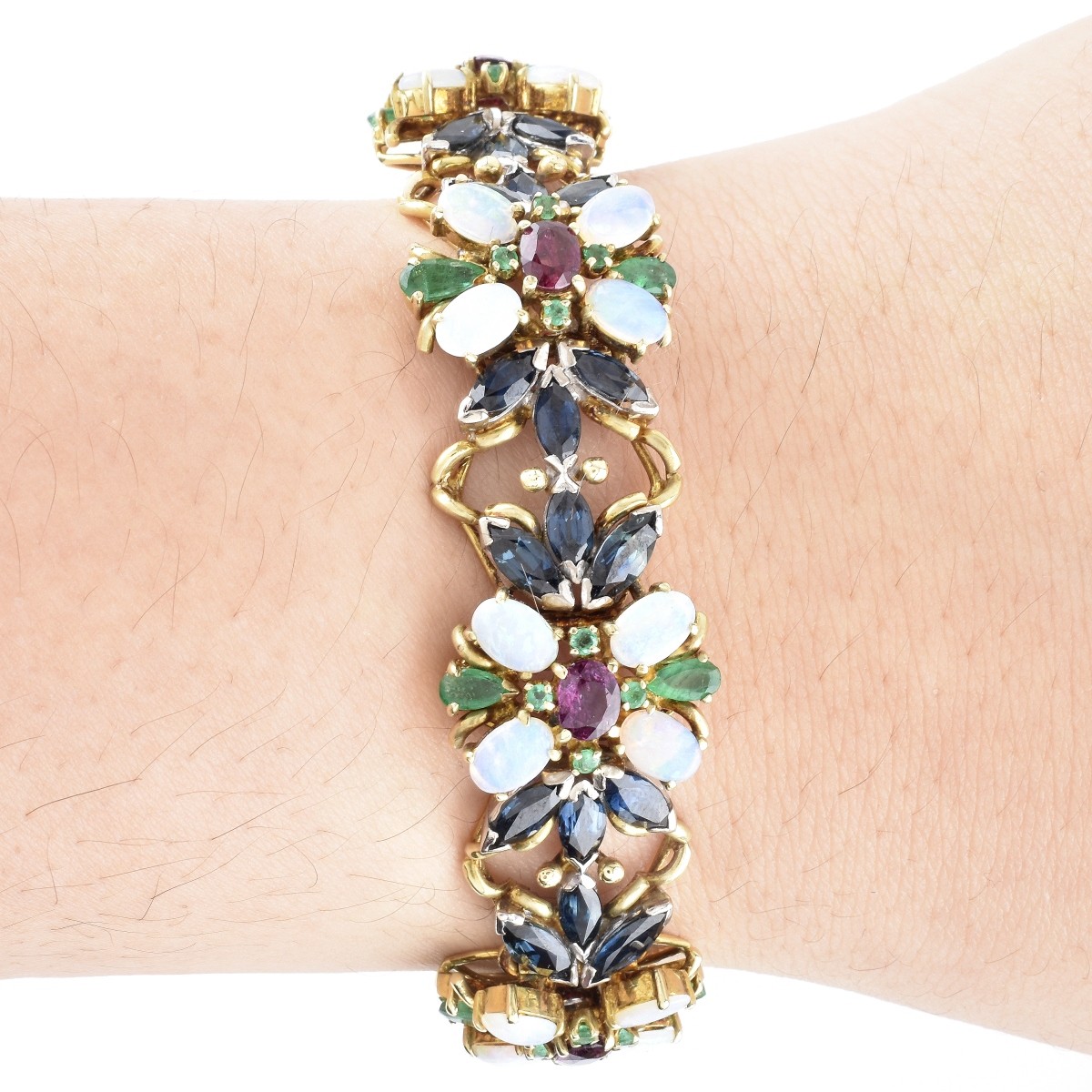 Vintage Multi-Gemstone and 18K Bracelet