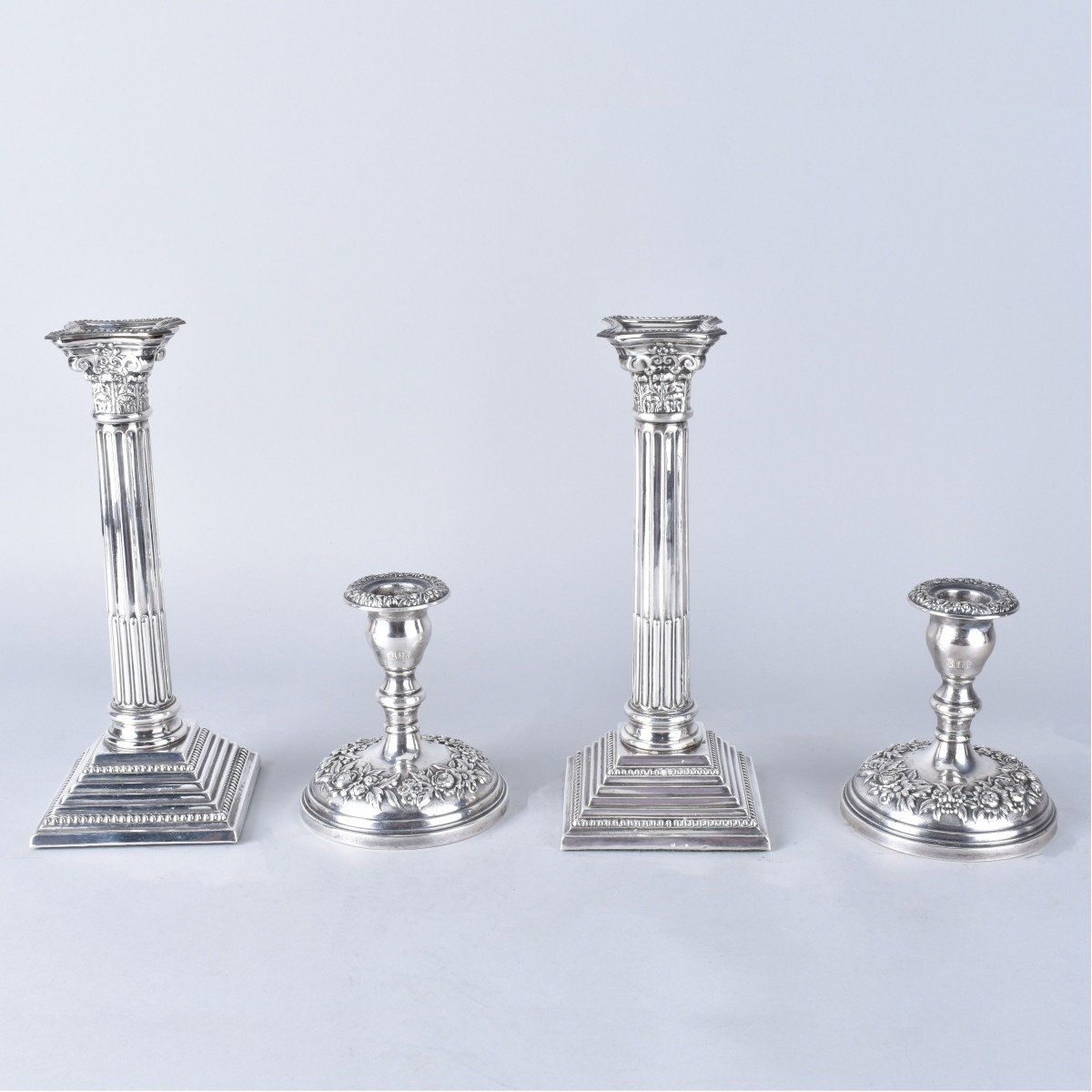 Two Pair Silver Candlesticks