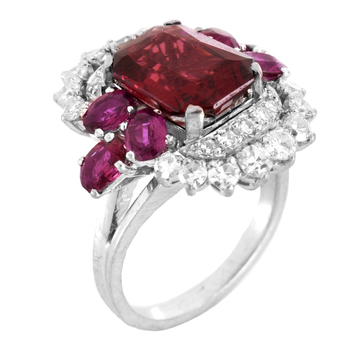 Rubelite, Diamond and 18K Gold Ring