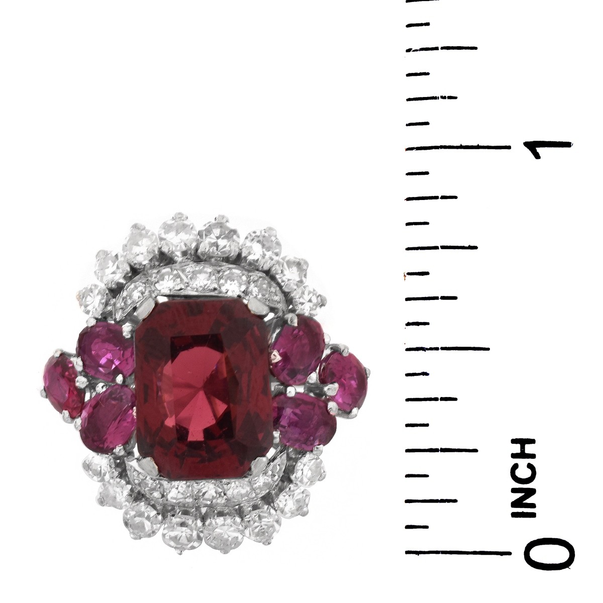 Rubelite, Diamond and 18K Gold Ring