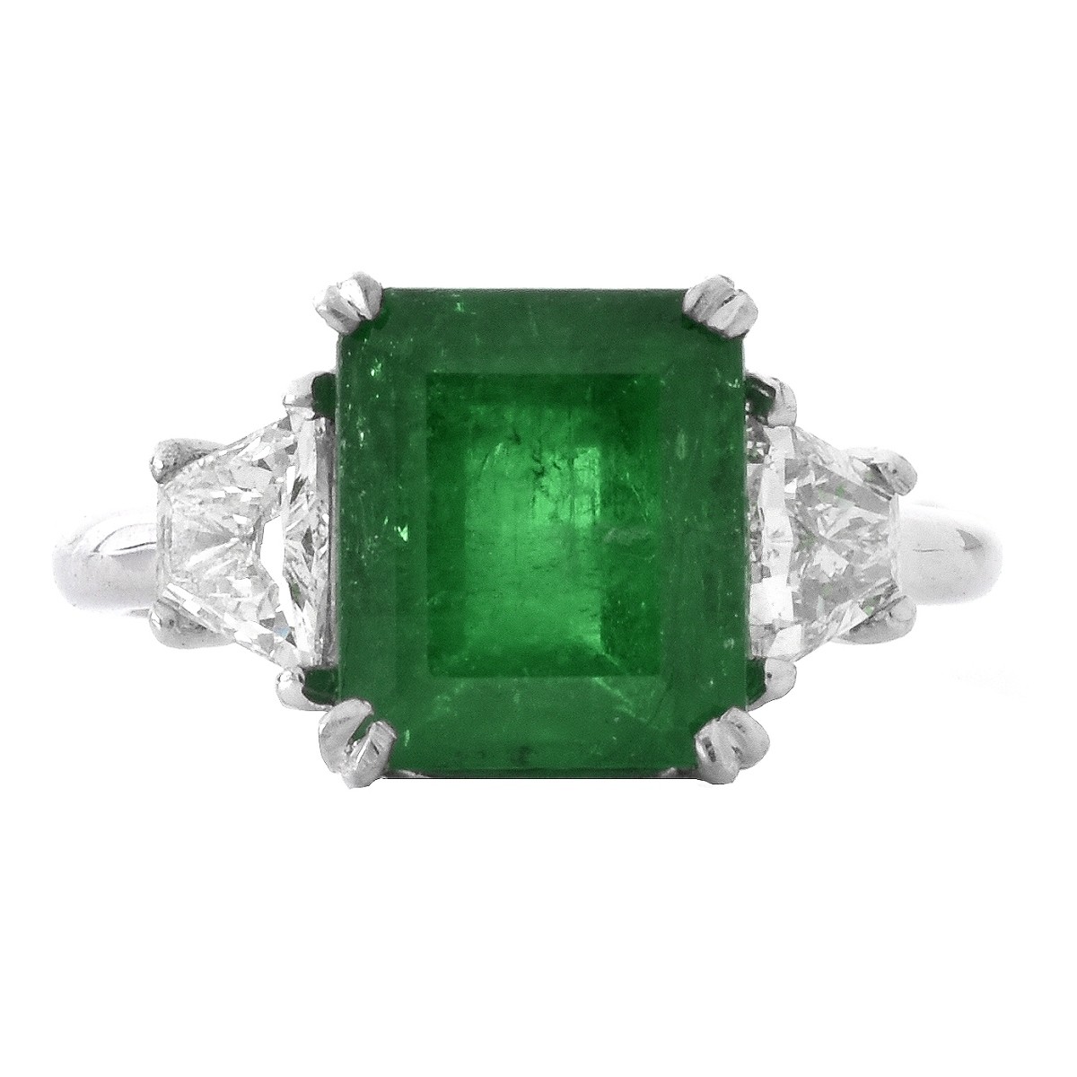 Emerald, Diamond and Platinum Ring