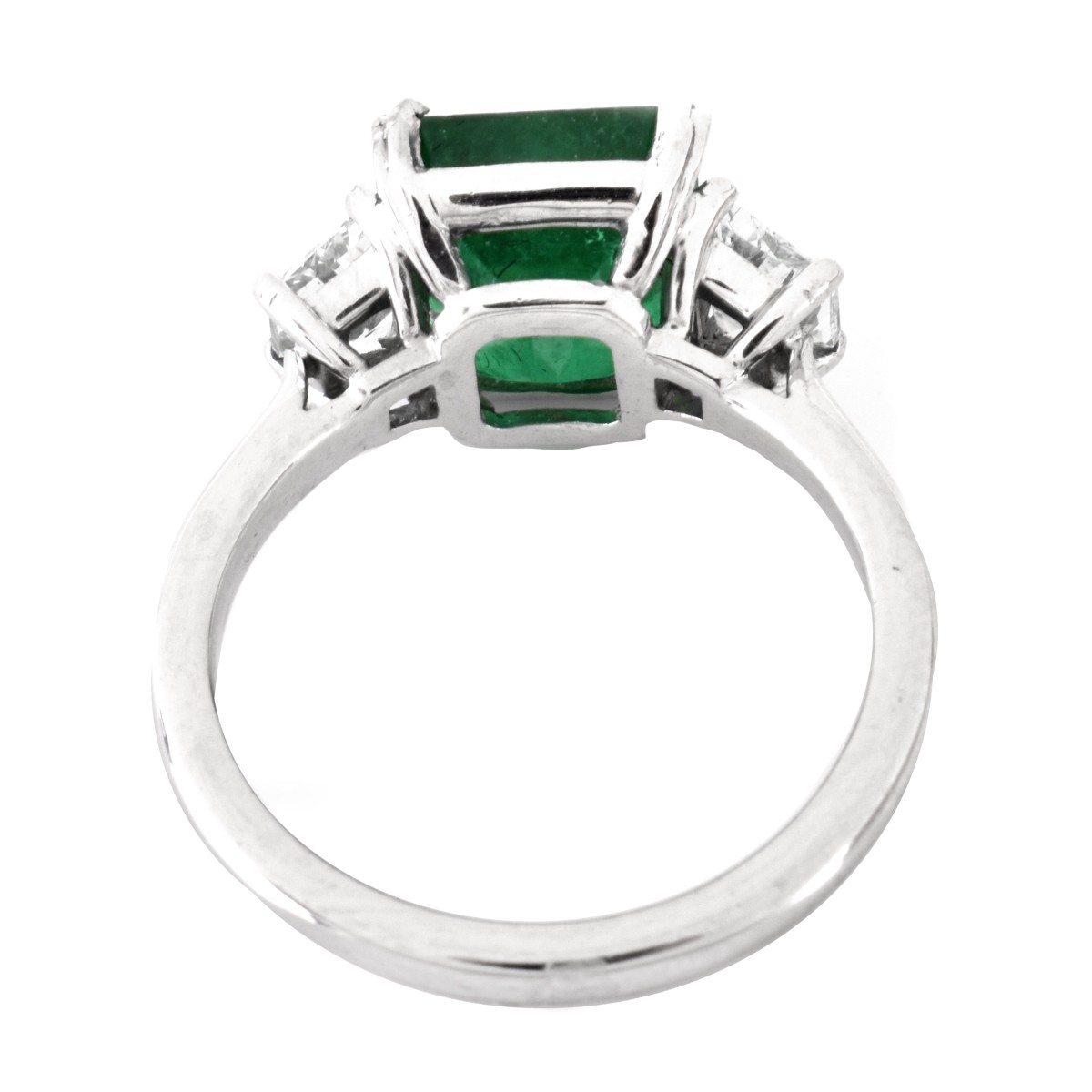 Emerald, Diamond and Platinum Ring