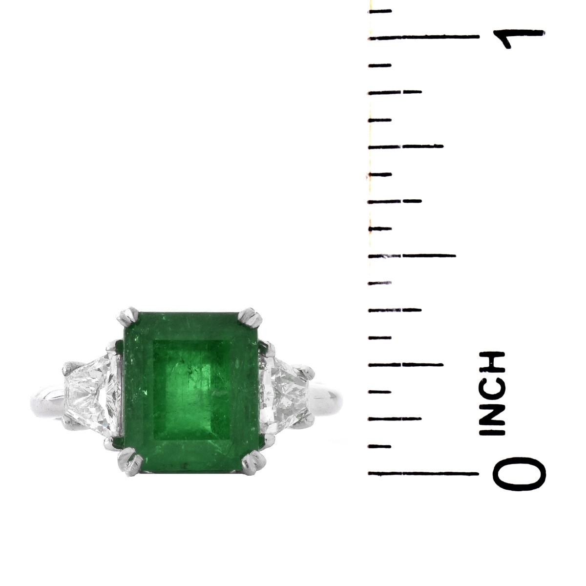 Emerald, Diamond and Platinum Ring