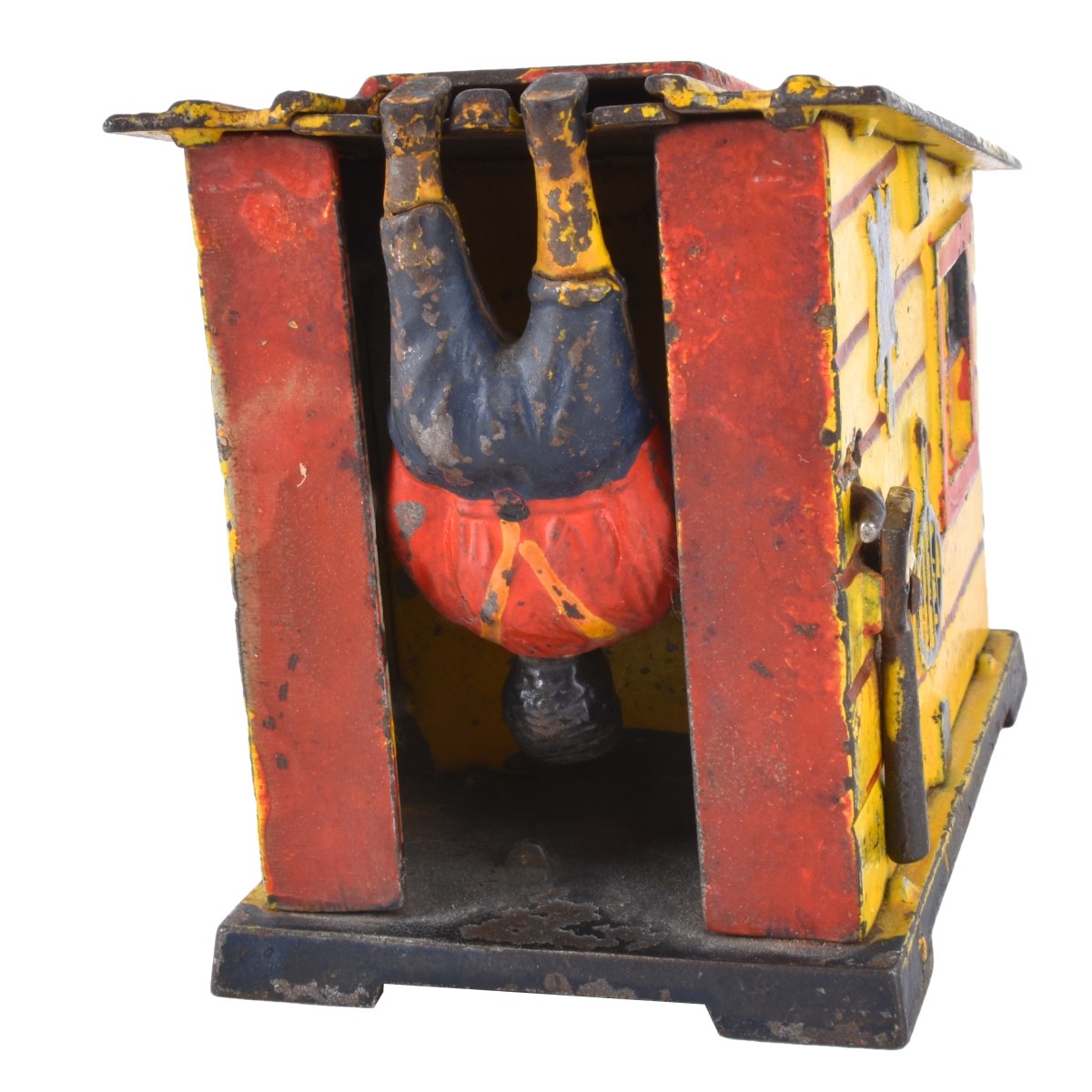 J. & E. Stevens Yellow Cabin Mechanical Bank