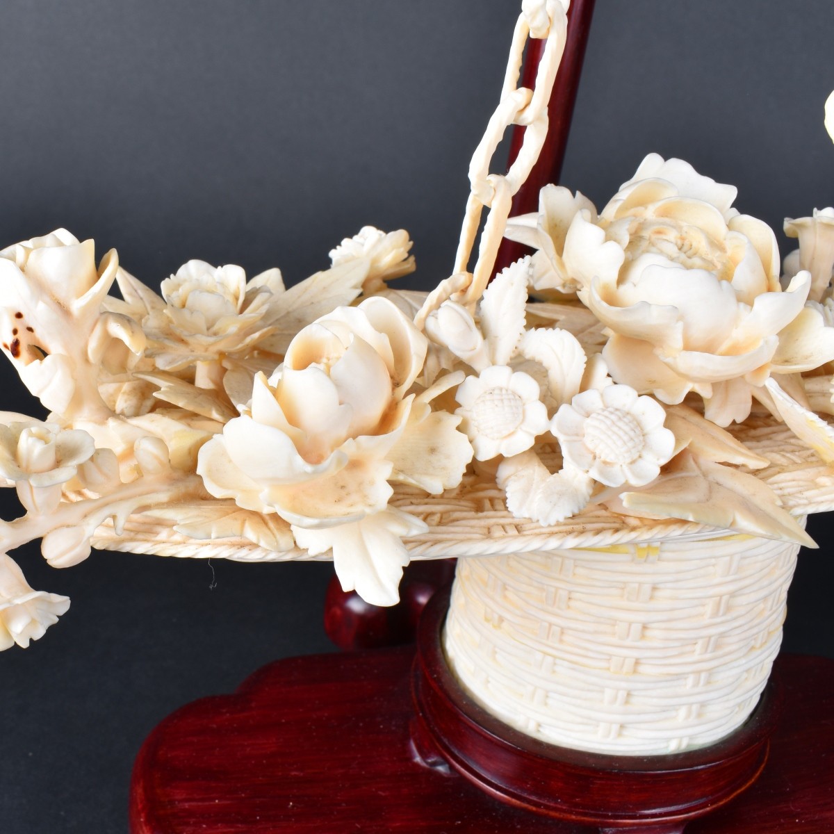 Chinese Carved Ivory Flower Basket