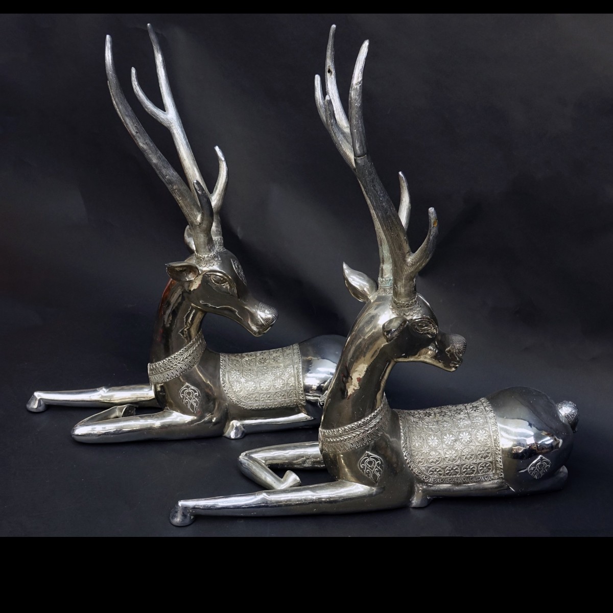 Pair of Large Deer Sculptures