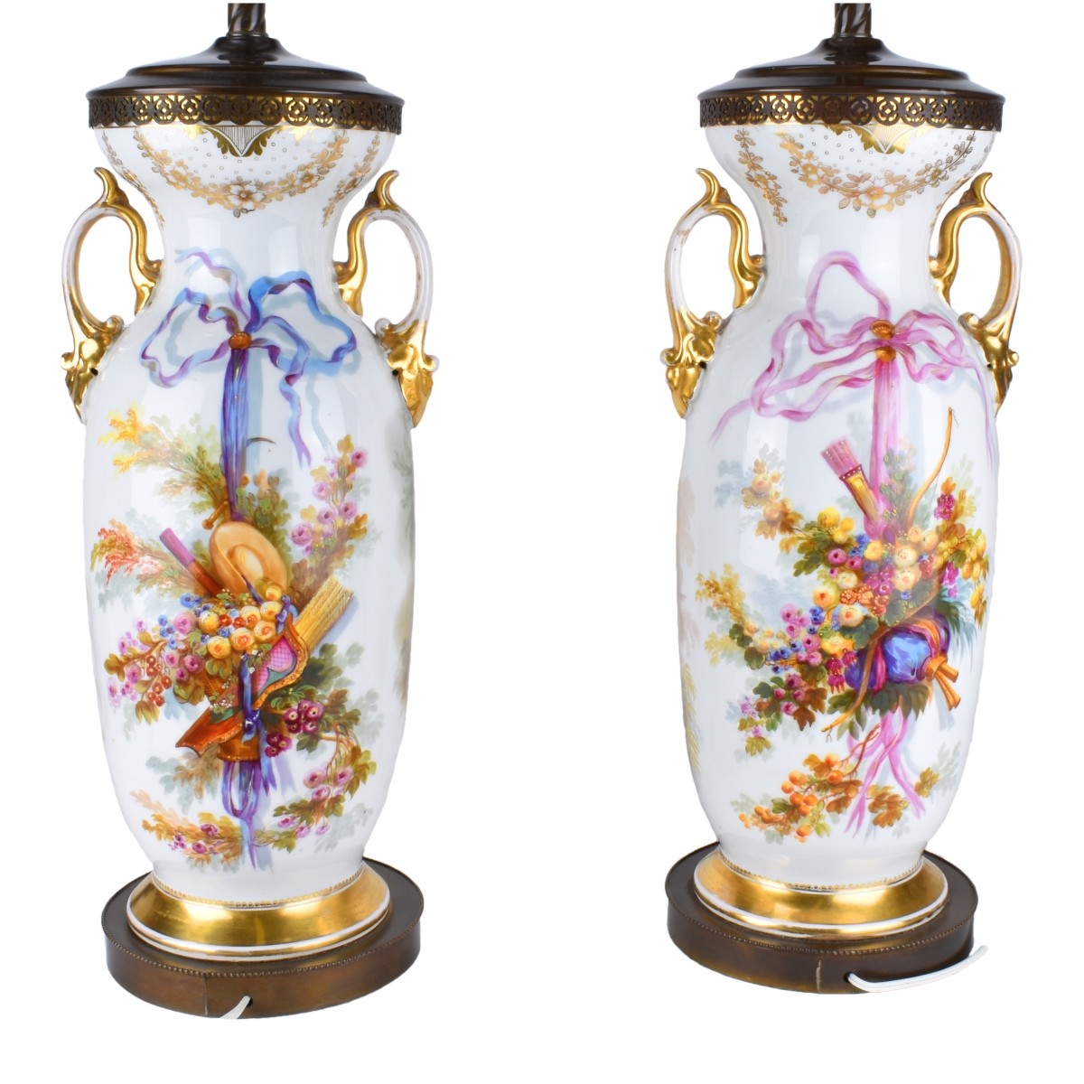 Old Paris Porcelain Vases as Lamps