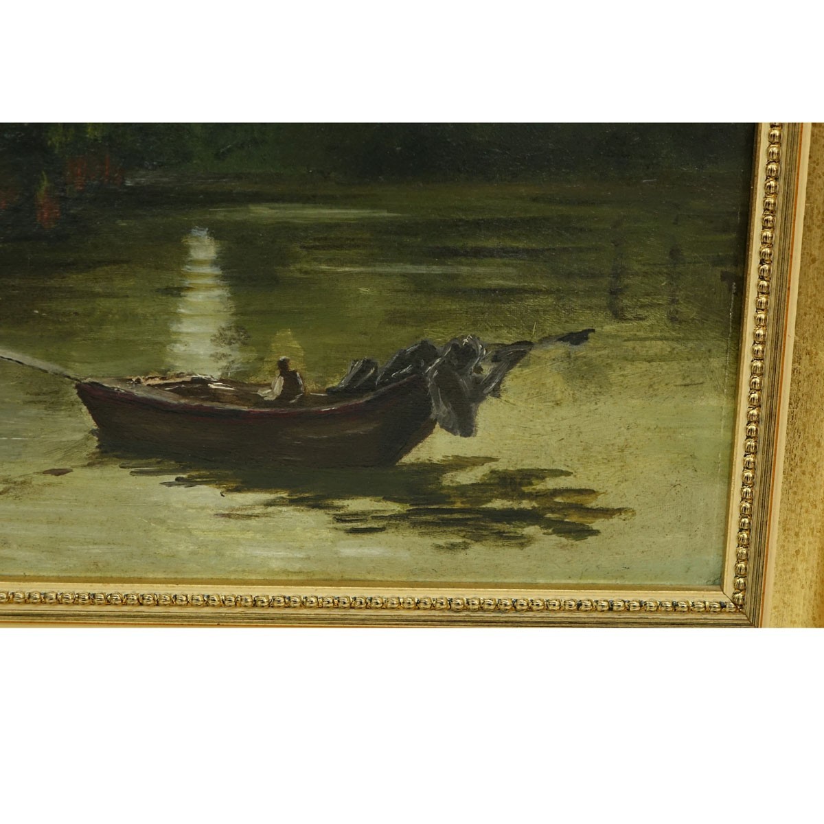 19/20th Century Egyptian School Oil on Board, Paddle Boat in Open Water, Unsigned. Some spotting, s