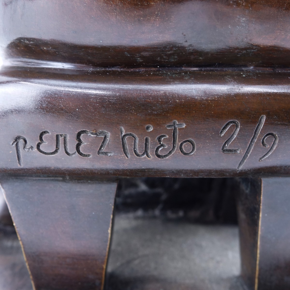 Fernando Péreznieto Mexican (1938 –2001) Patinated Bronze Sculpture, Seated Instrument Player, Sign