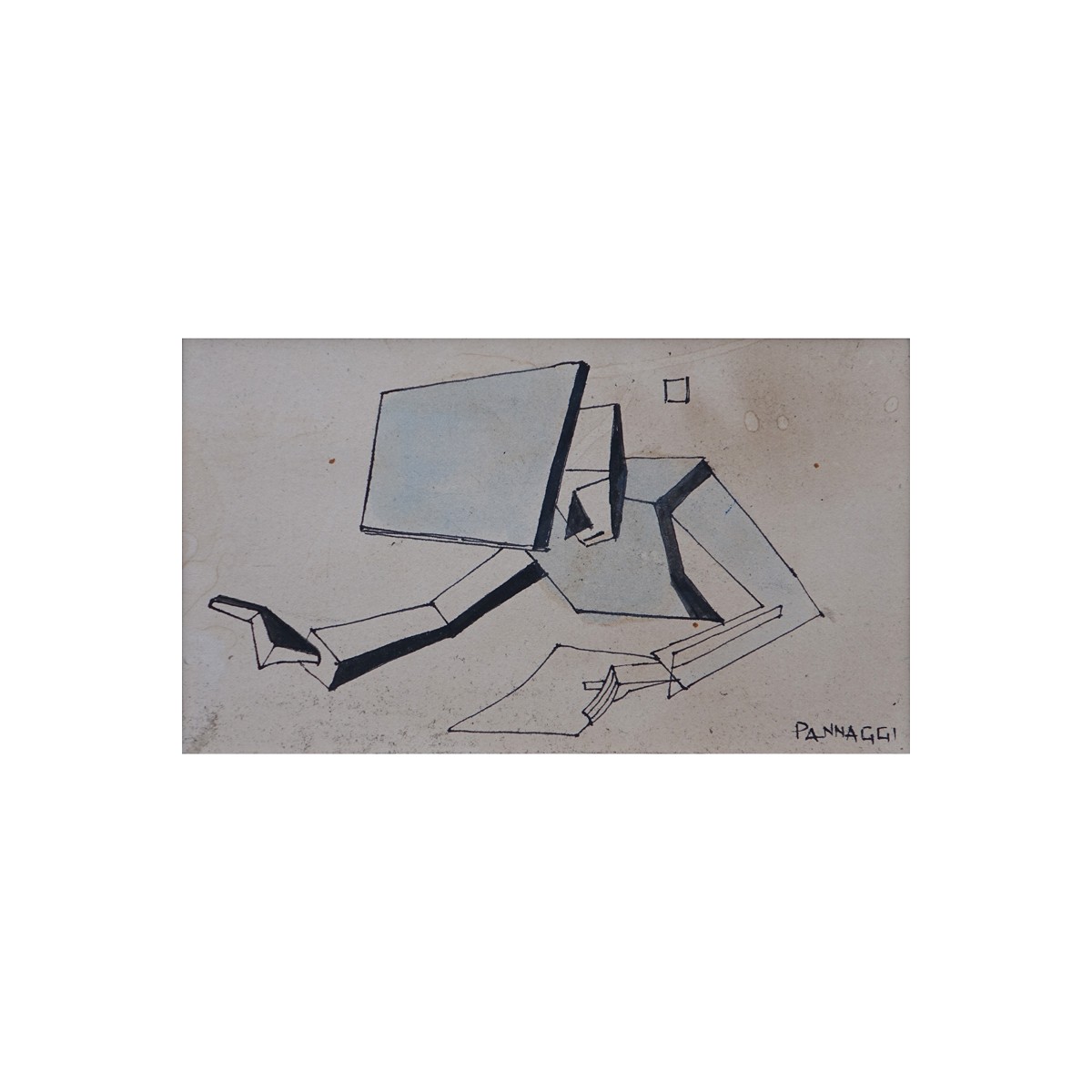 Ivo Pannaggi, Italian (1901 - 1981) Ink and watercolor on paper laid down on paper "Abstract Male F