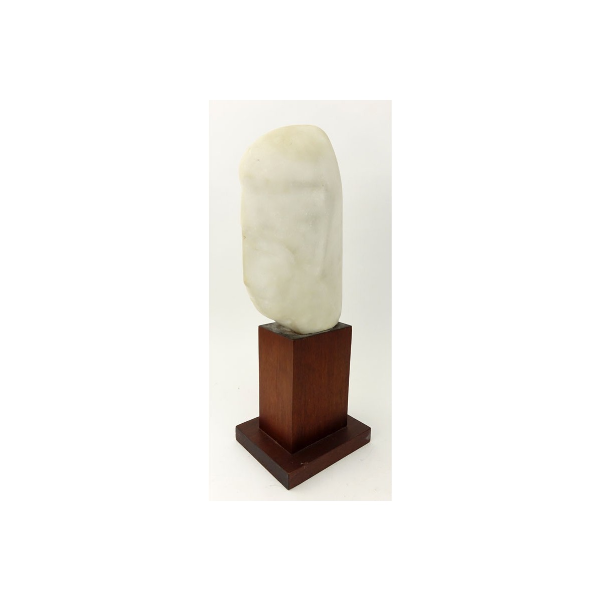 Mid Century Abstract Marble Bust on Wooden Base. Signed. Good condition. Measures 19" H. (estimate 