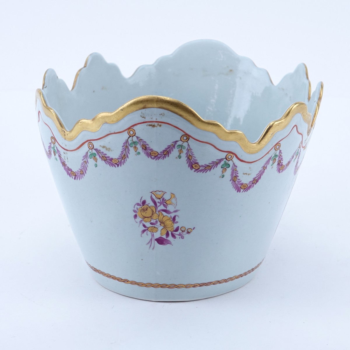 Two (2) Pieces Modern Chinese Export Style Porcelain Table Top Items. Includes an unsigned cachepot