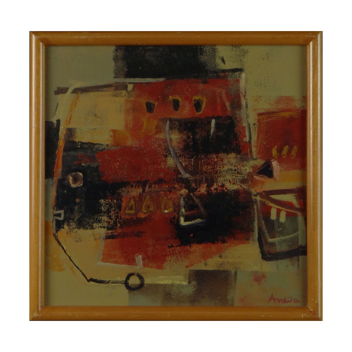 Luis German Ardila, Colombian-American (contemporary) 1990 Oil on Artist's Board, "Pez Cobre y Negr