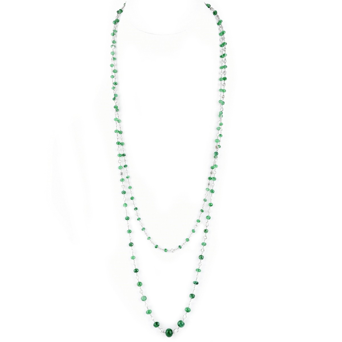 Emerald, Diamond and Platinum Necklace