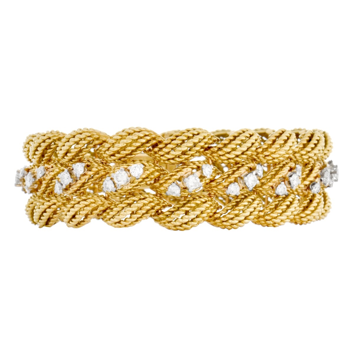 French Diamond and 14K Gold Bracelet