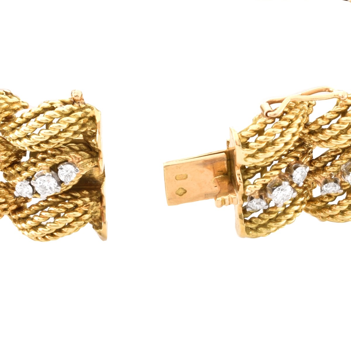 French Diamond and 14K Gold Bracelet