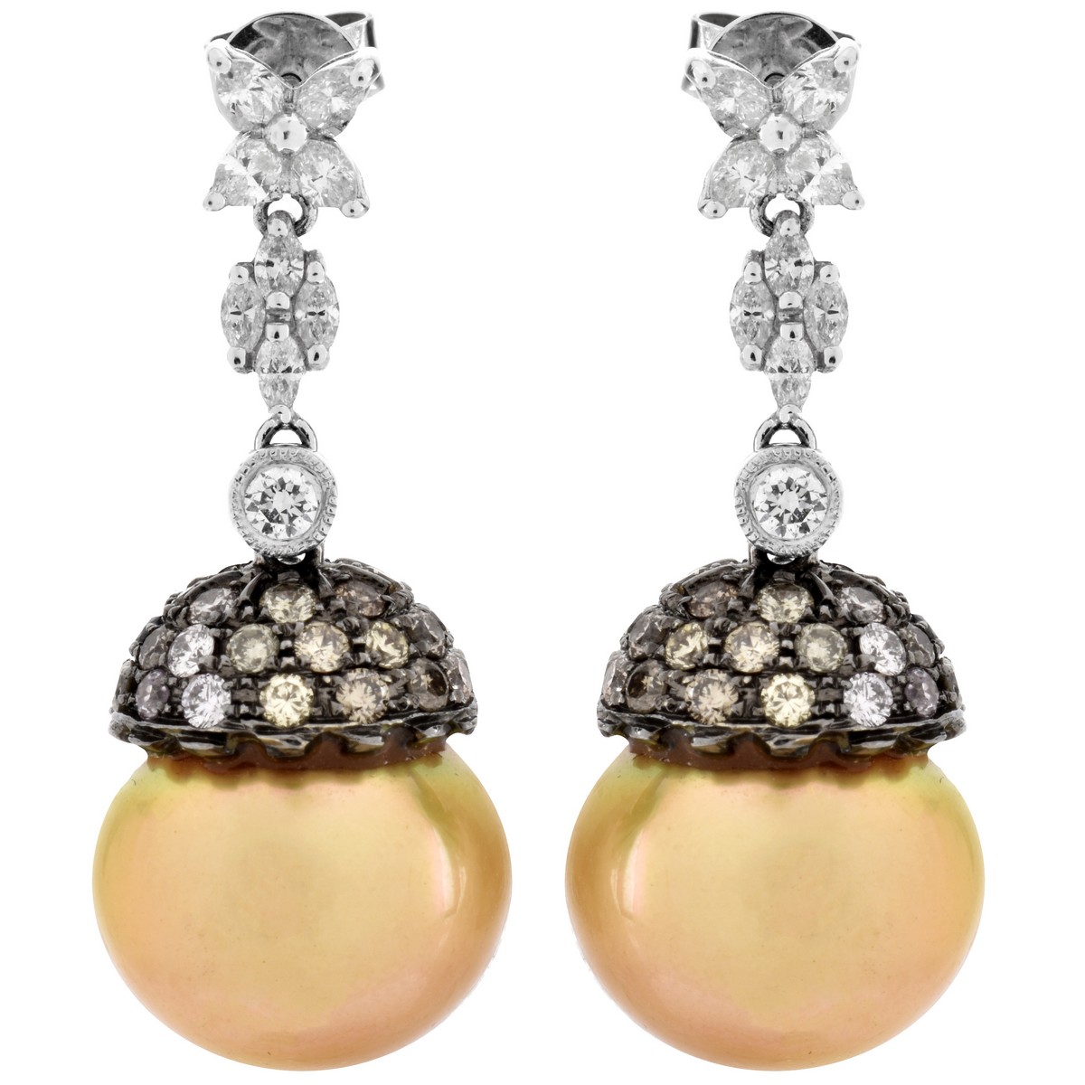 Pearl, Diamond and 18K Earrings