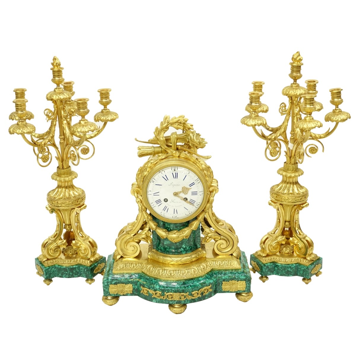 Louis Philippe Clock Garniture