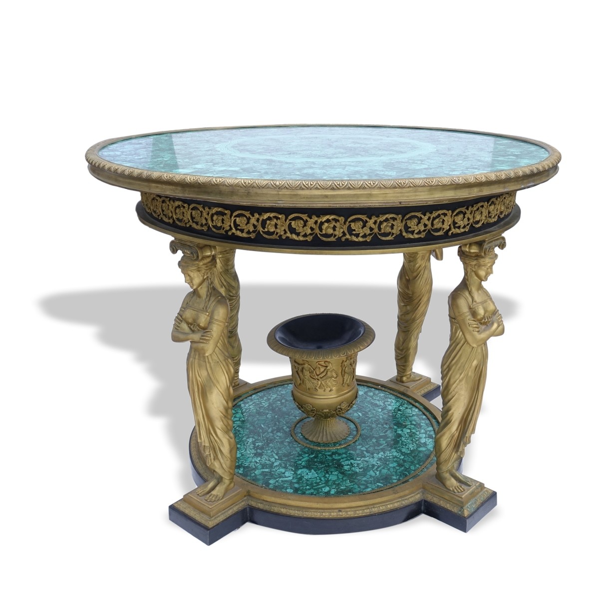 Empire Style Bronze and Malachite Table