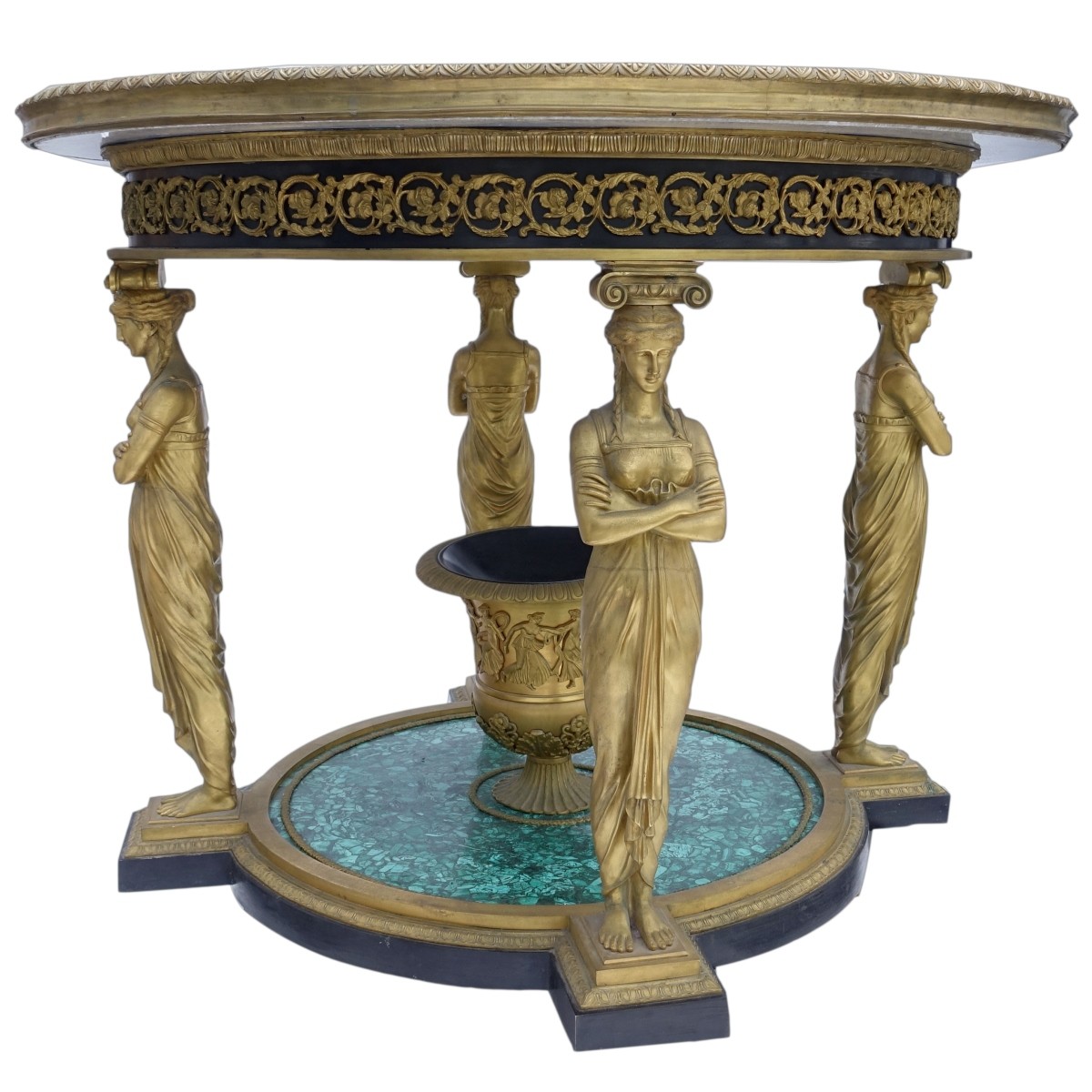 Empire Style Bronze and Malachite Table