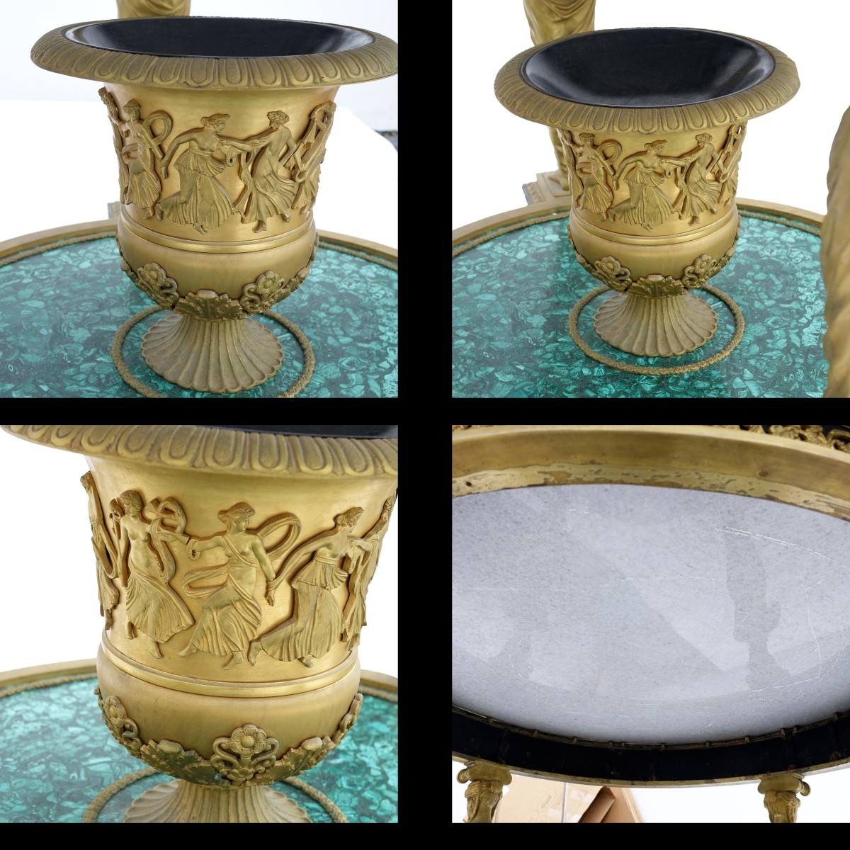 Empire Style Bronze and Malachite Table