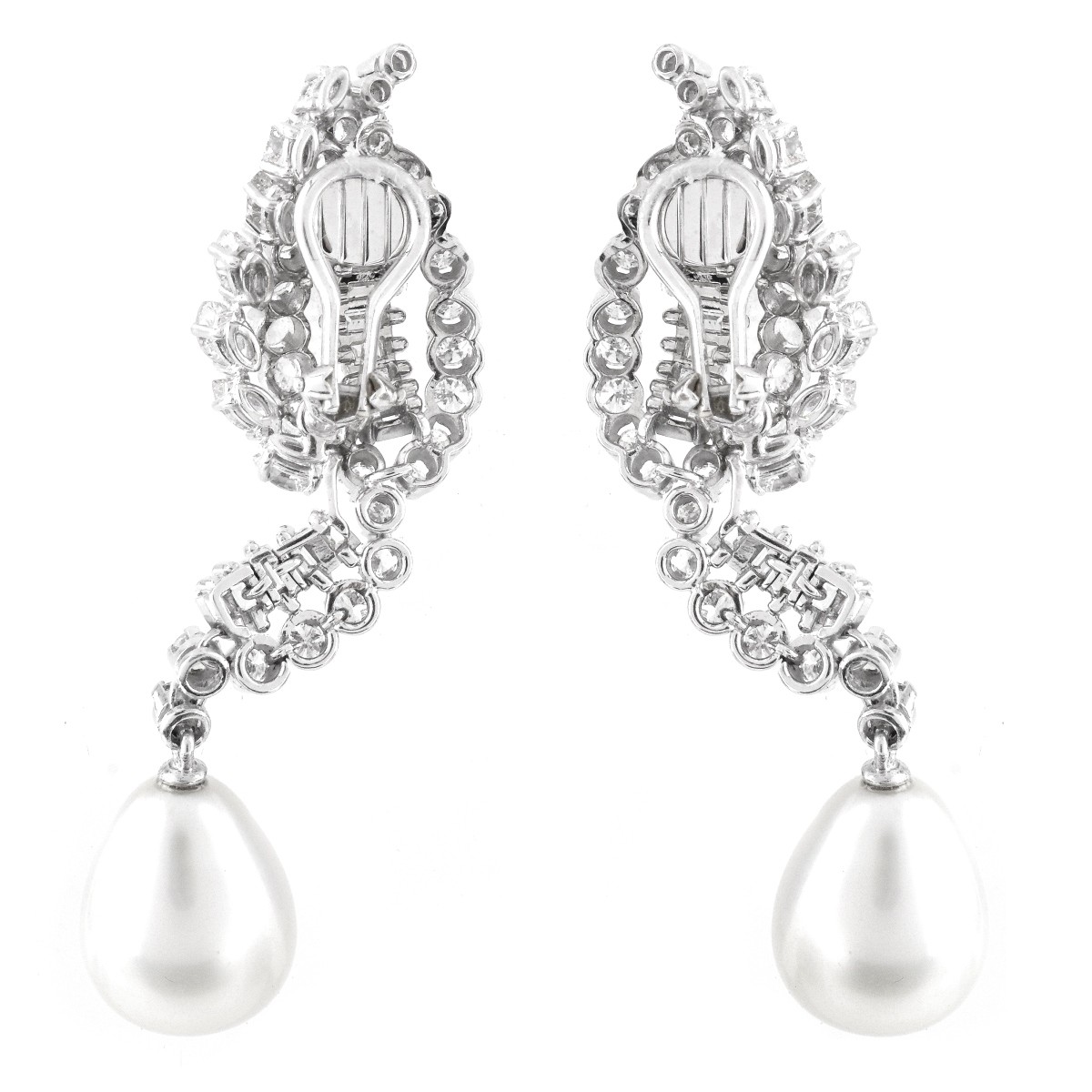 Diamond, Pearl and Platinum Earrings