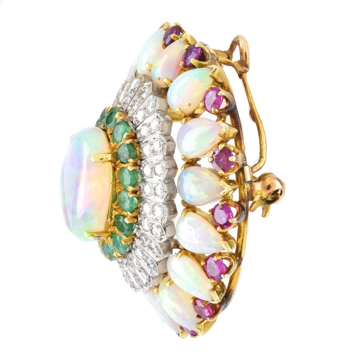 Opal, Diamond, Ruby and Emerald Brooch