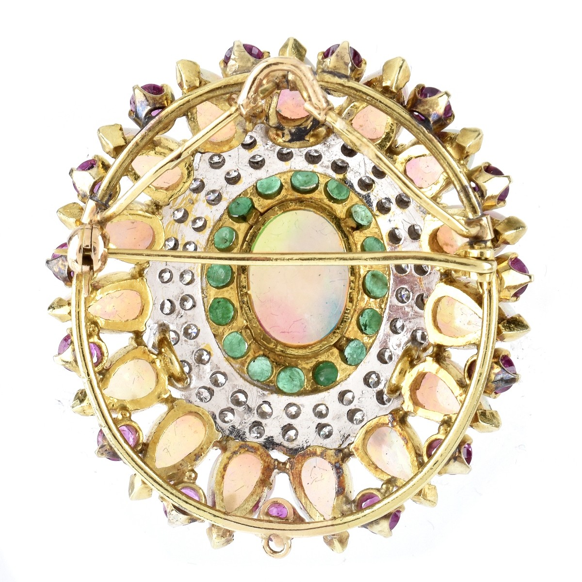 Opal, Diamond, Ruby and Emerald Brooch