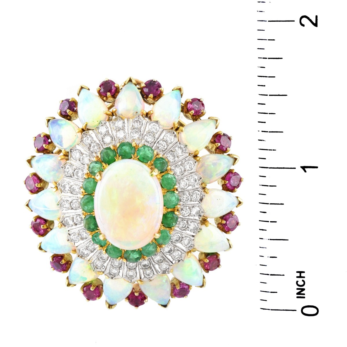 Opal, Diamond, Ruby and Emerald Brooch