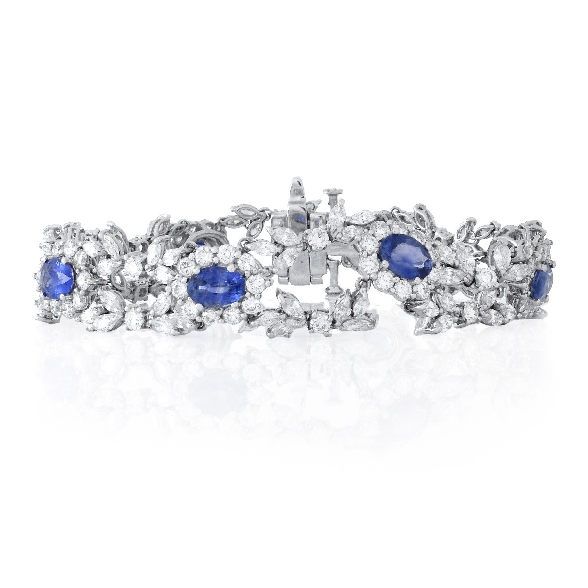 Diamond, Sapphire and 18K Gold Bracelet.