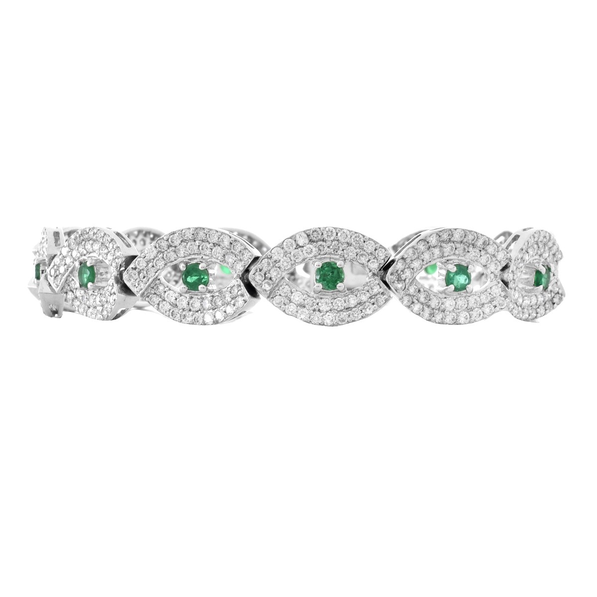 Diamond, Emerald and 18K Gold Bracelet