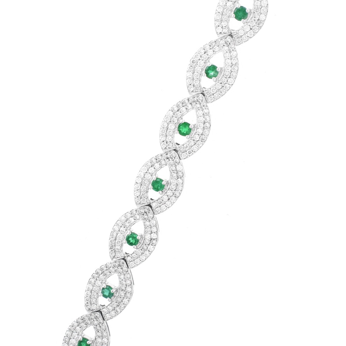 Diamond, Emerald and 18K Gold Bracelet