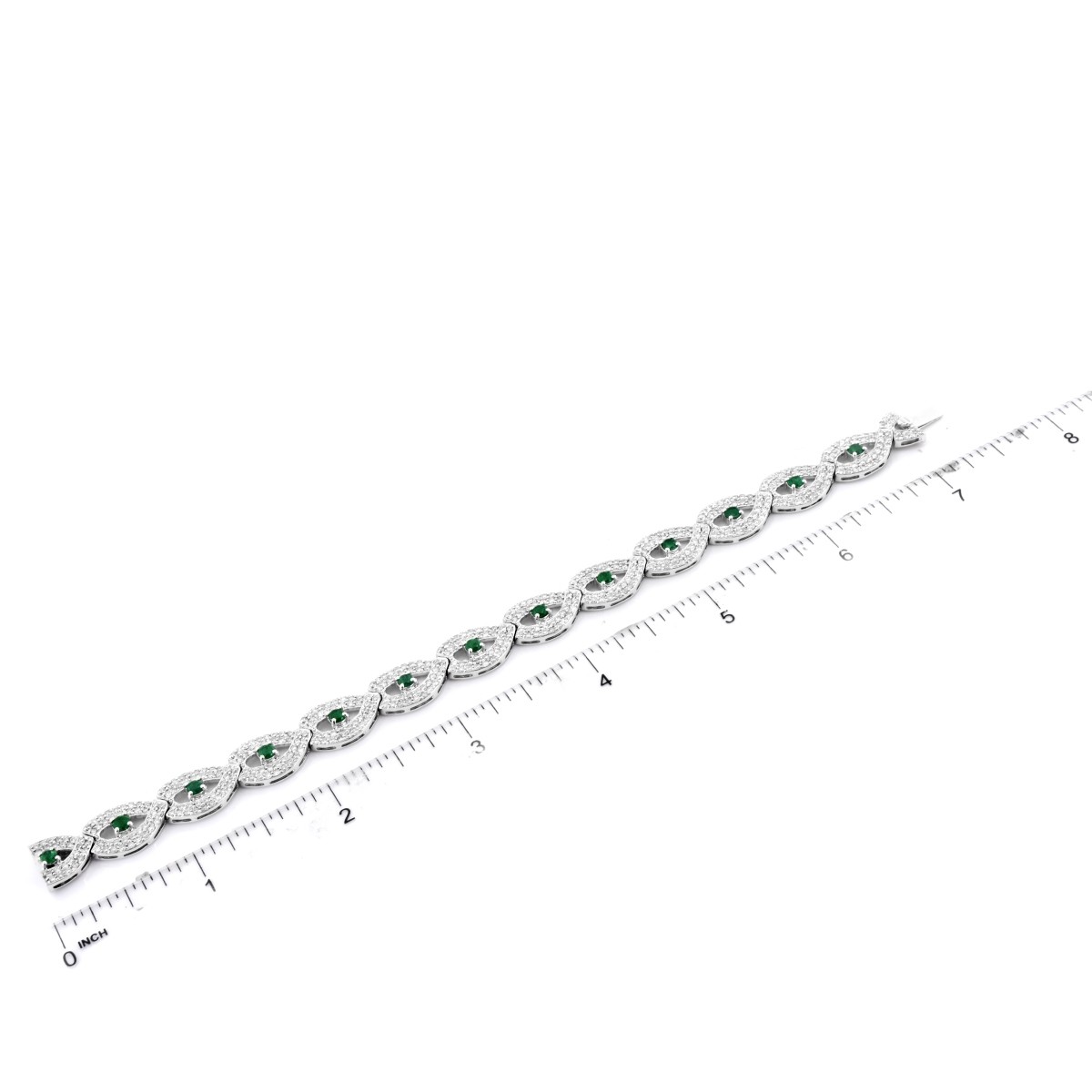 Diamond, Emerald and 18K Gold Bracelet