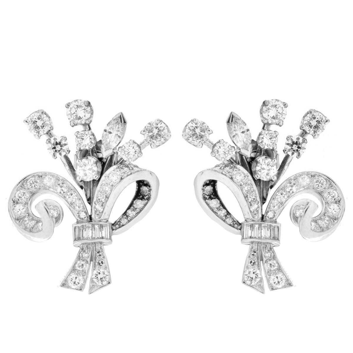 Art Deco Diamond and Platinum Earrings