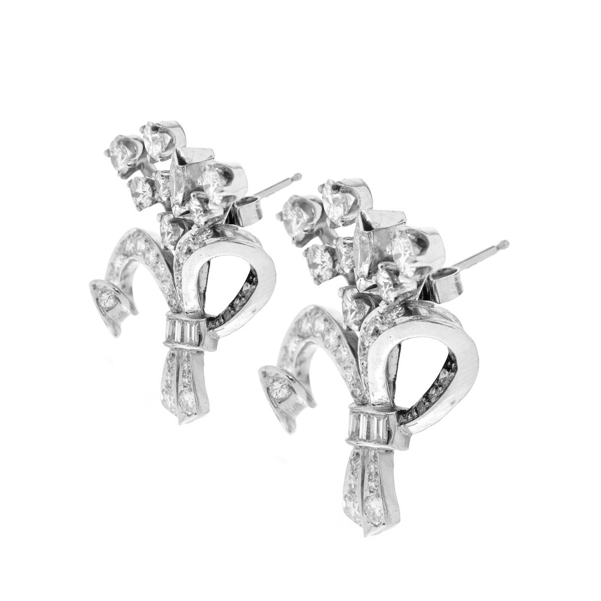 Art Deco Diamond and Platinum Earrings