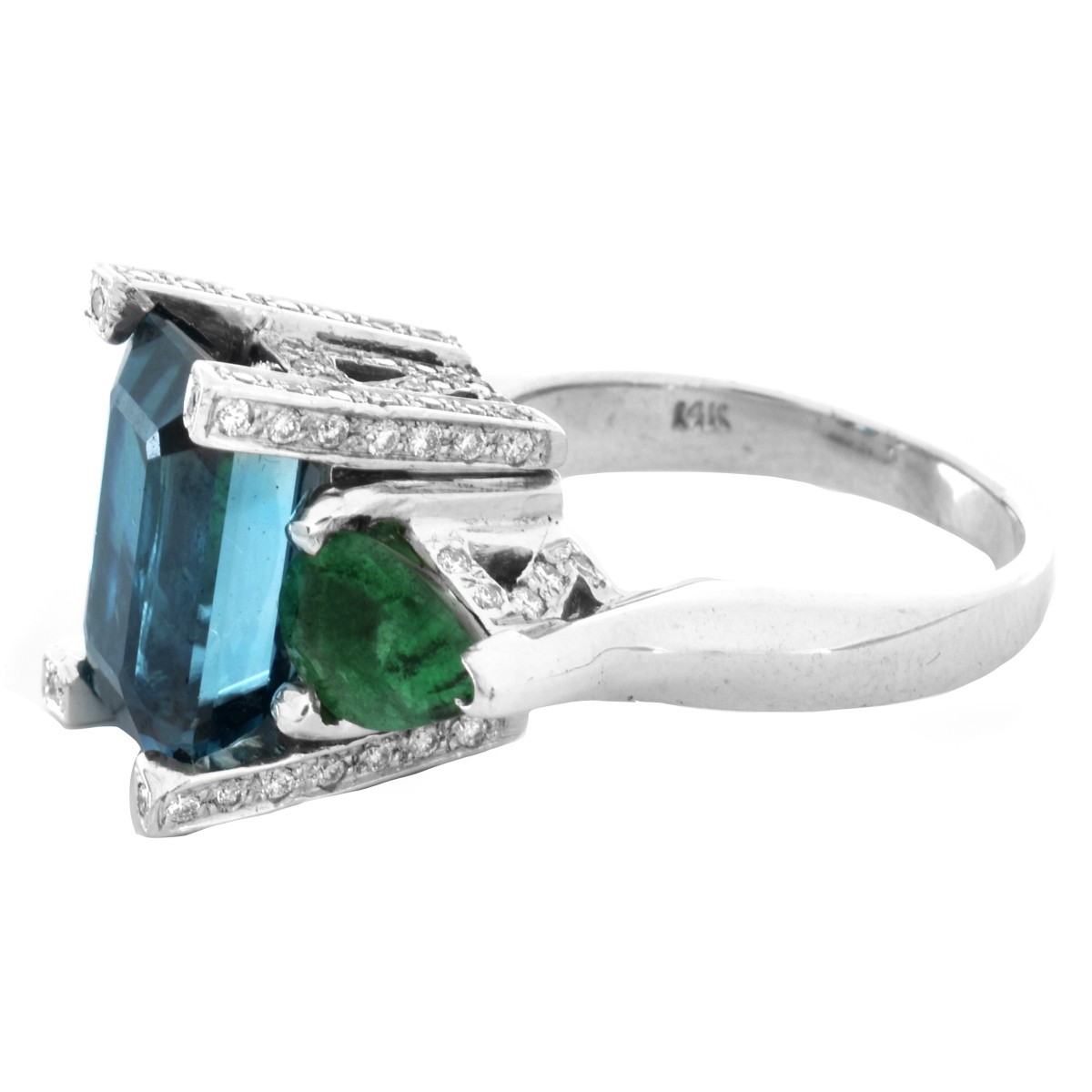 London Topaz, Emerald and 14K Ring