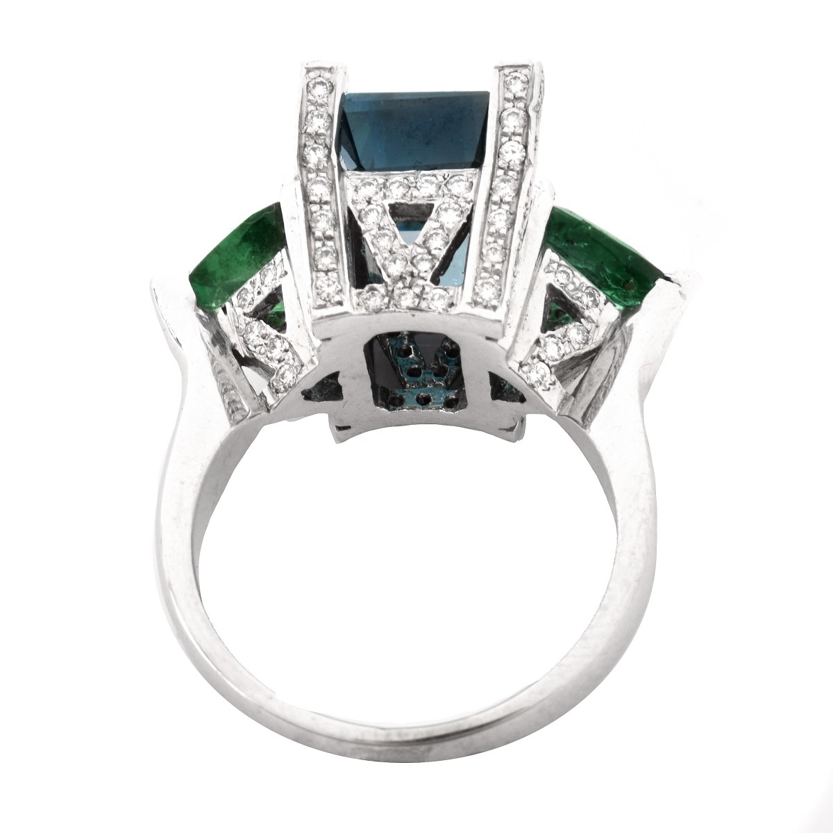 London Topaz, Emerald and 14K Ring