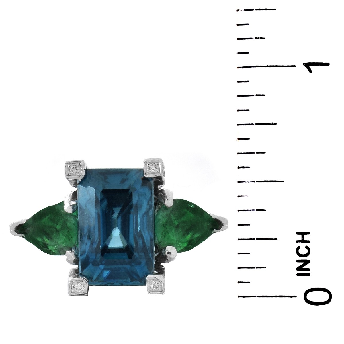 London Topaz, Emerald and 14K Ring