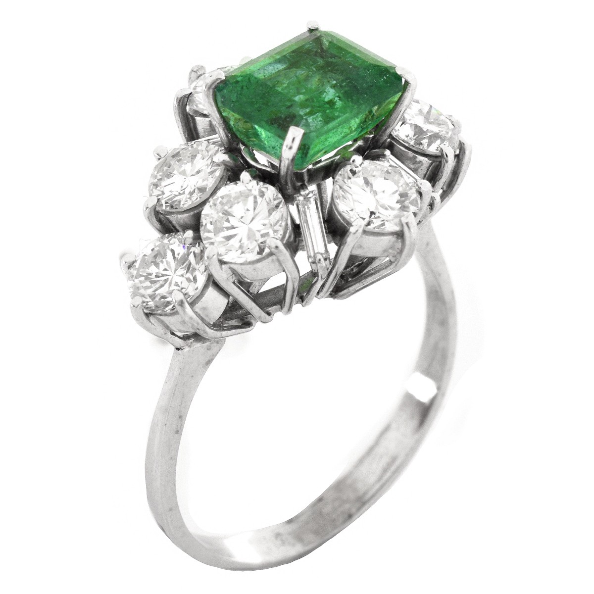 Diamond, Emerald and Platinum Ring