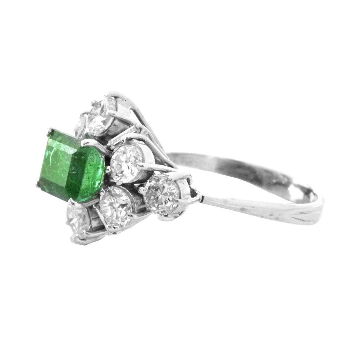 Diamond, Emerald and Platinum Ring