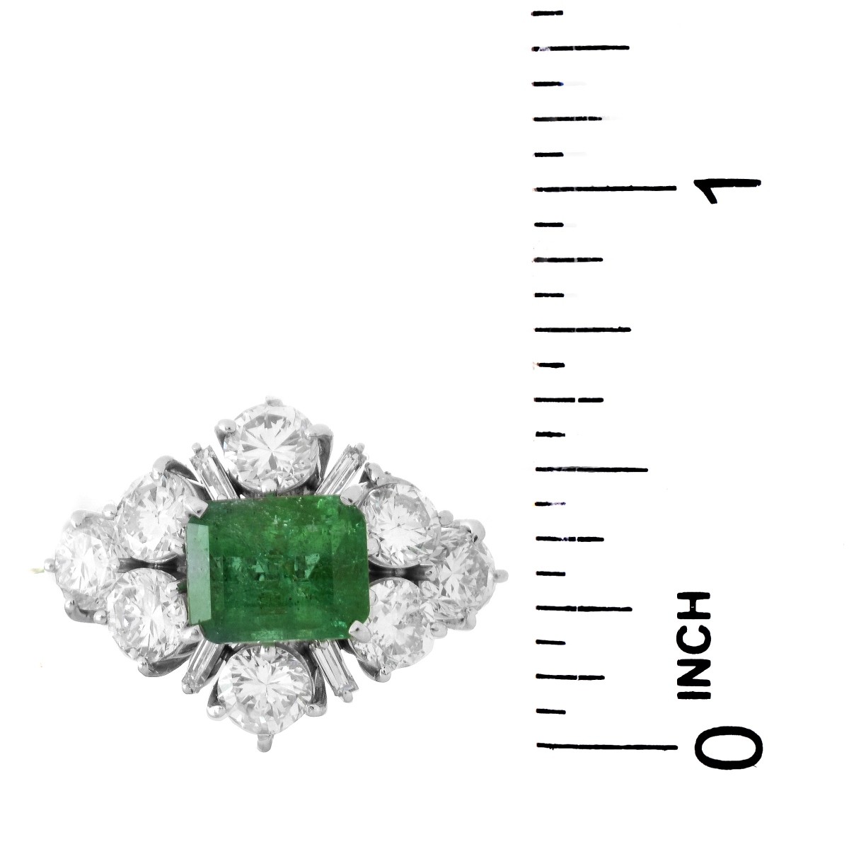 Diamond, Emerald and Platinum Ring