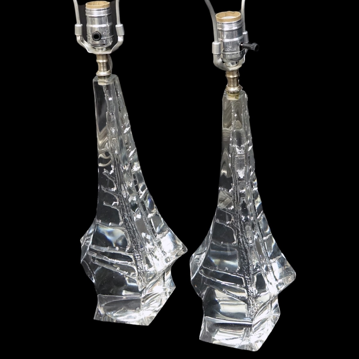 Pair Daum Glass Lamps