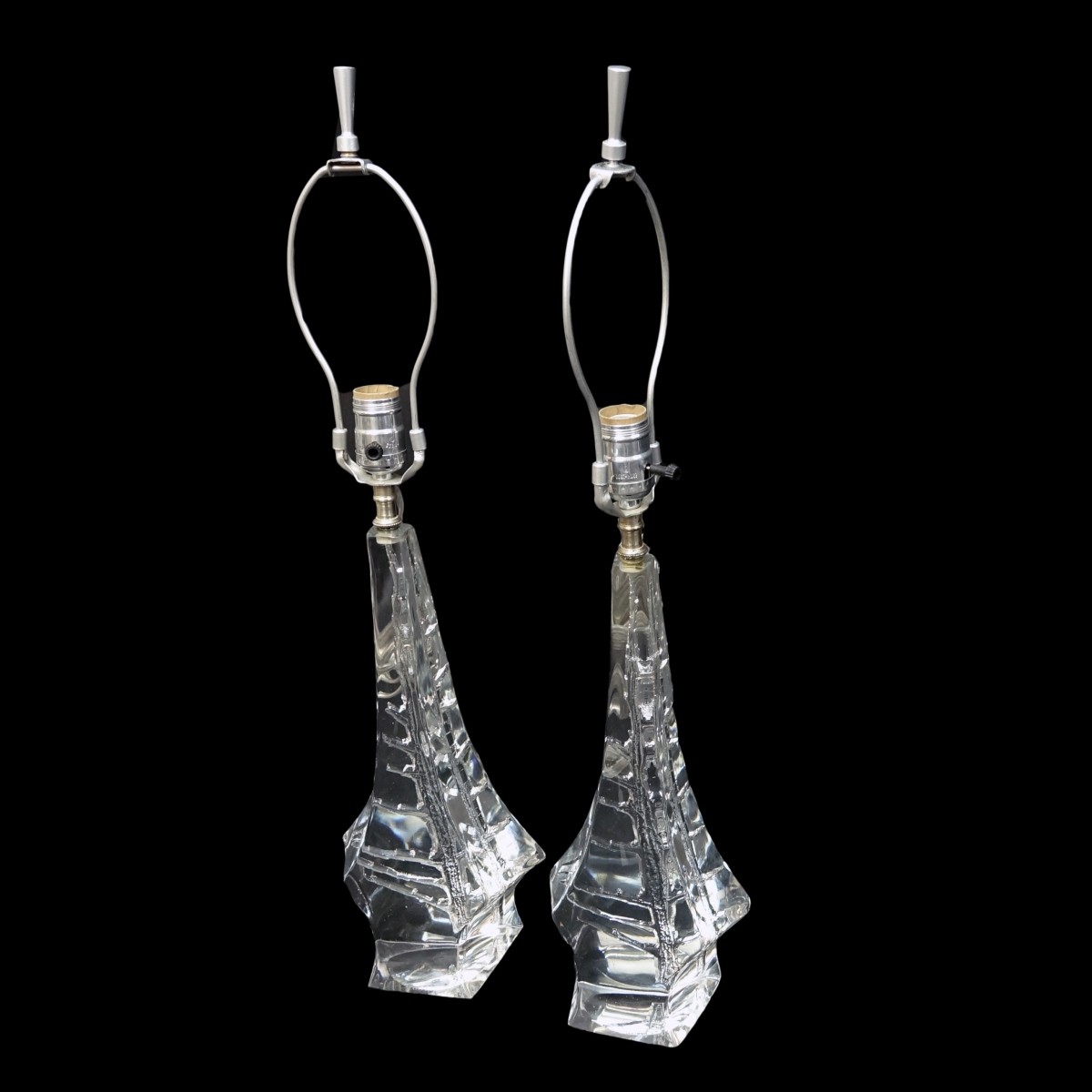 Pair Daum Glass Lamps