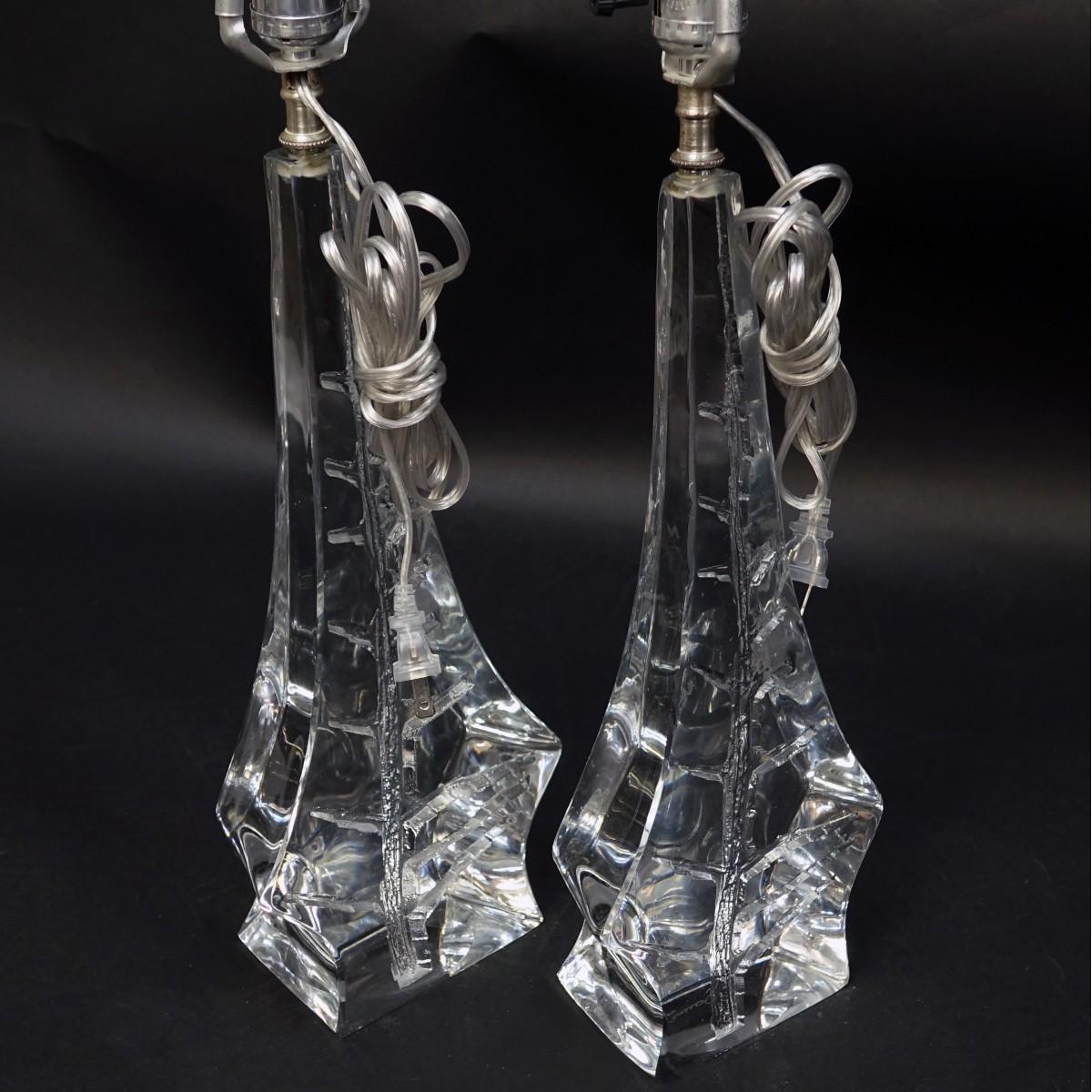 Pair Daum Glass Lamps