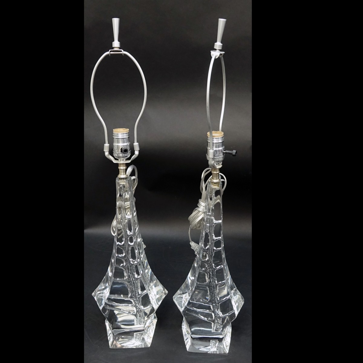 Pair Daum Glass Lamps