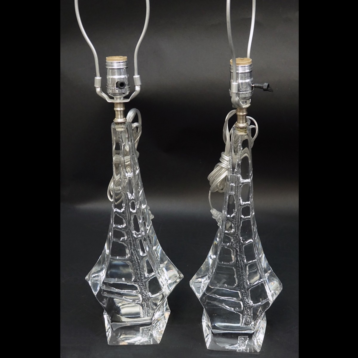 Pair Daum Glass Lamps