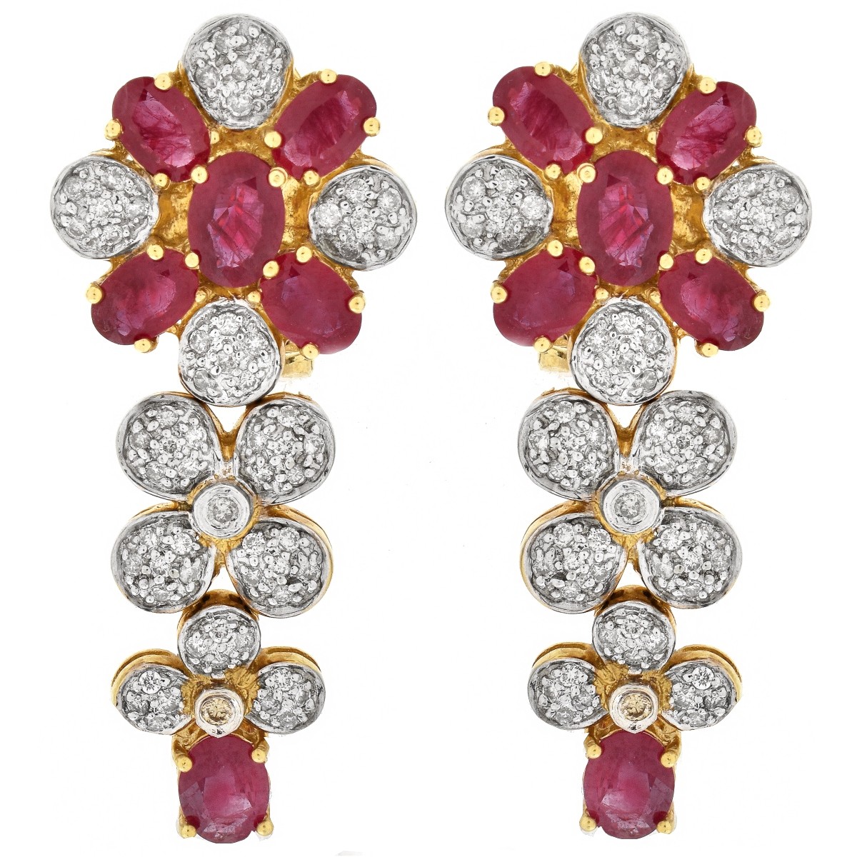 Ruby, Diamond and 18K Gold Earrings