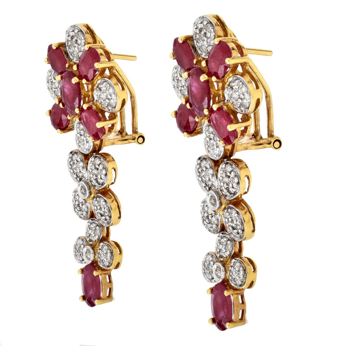 Ruby, Diamond and 18K Gold Earrings