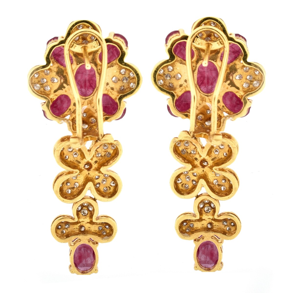 Ruby, Diamond and 18K Gold Earrings