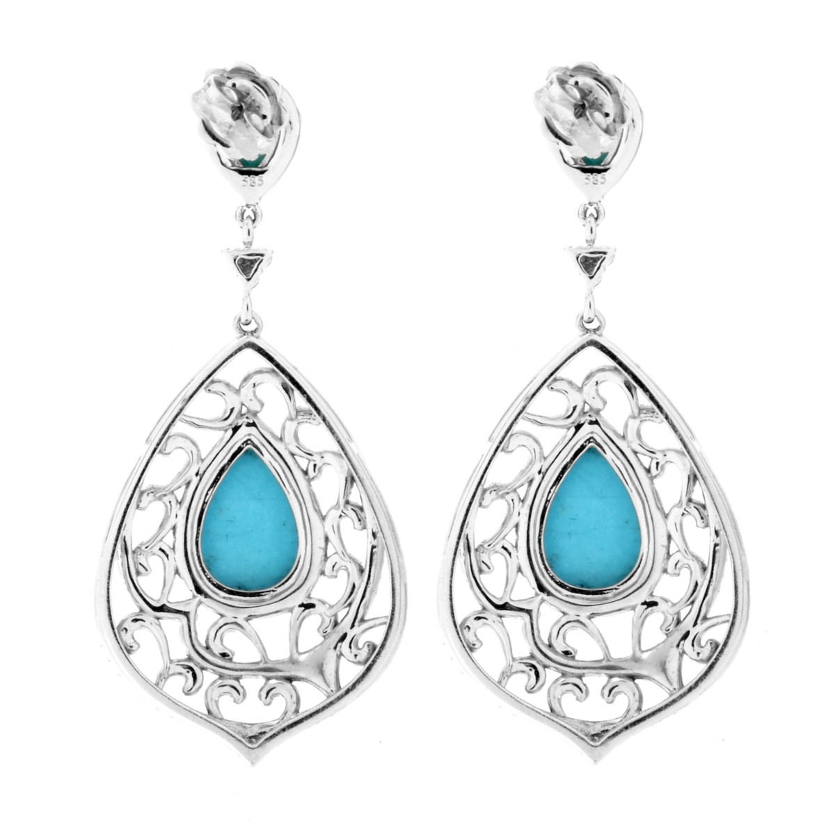 Turquoise, Diamond and 14K Gold Earrings